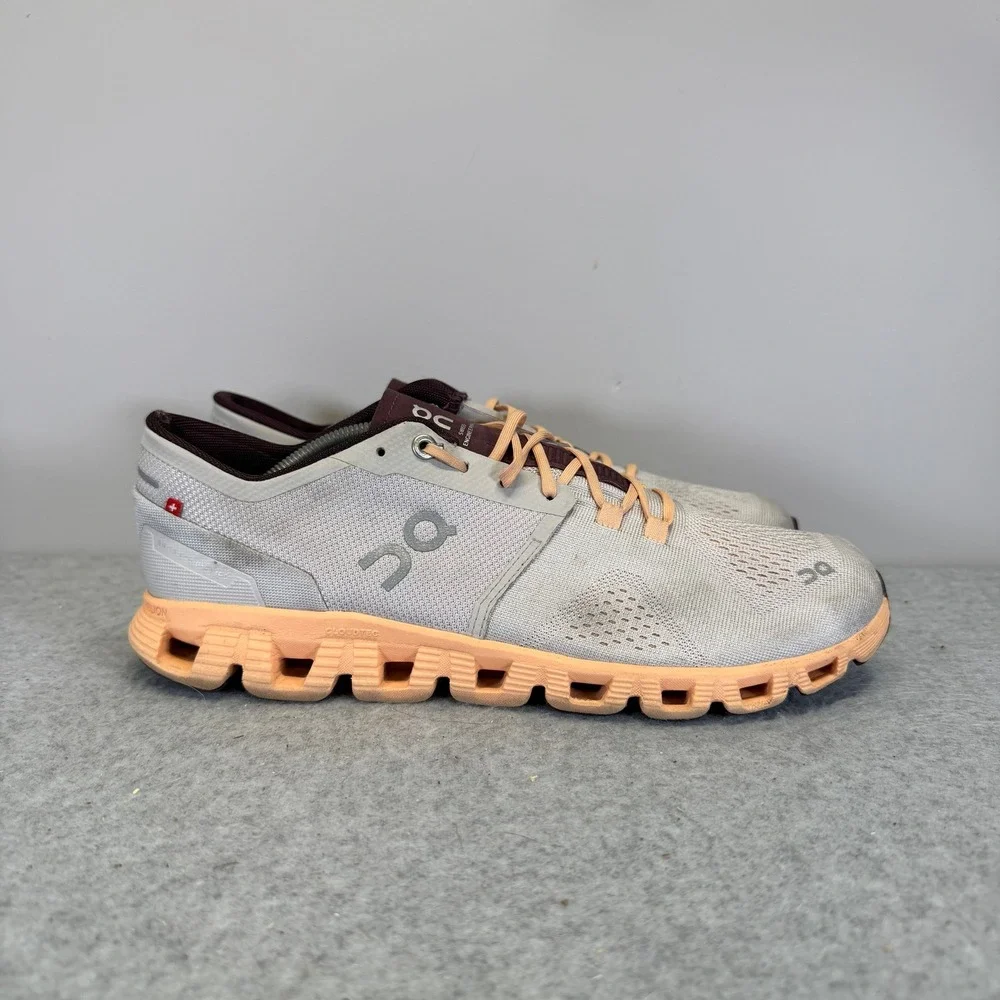 On Running Cloudflow Womens Shoes Size 10.5 Grey Orange CloudTec Low Top Sneaker